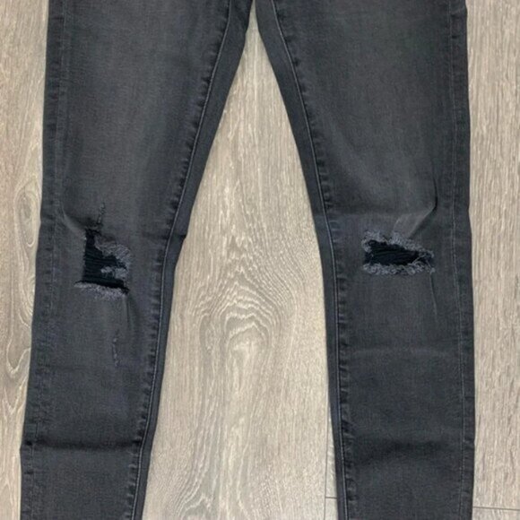 Free People NEON BLONDE Skinny Jeans Distressed Black Denim High rise waist 24 - Picture 9 of 14